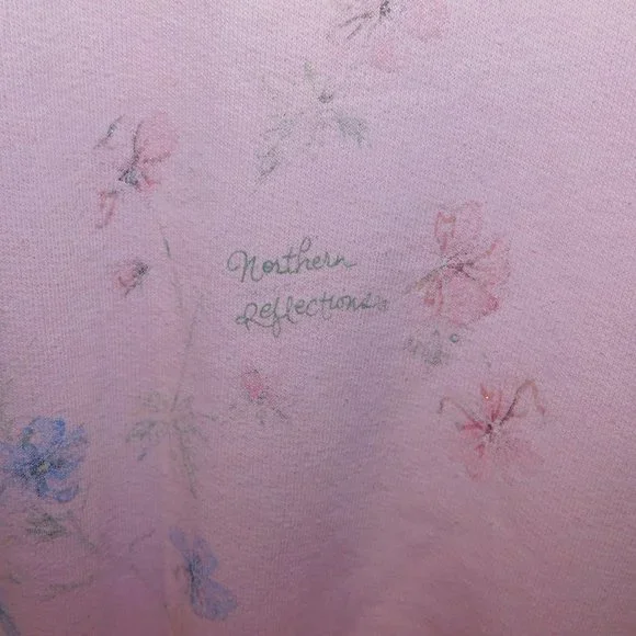 VTG 90s Northern Reflections Womens L Pink Floral Glitter detail  Sweatshirt - Picture 7 of 13
